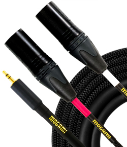 Gold 3.5mm TRS to Dual XLR Male Connectors